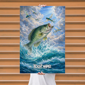 Maxcorners Crappie Fishing High Jump Ocean Sky Style Personalized Name 3D Poster