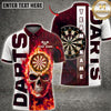 Maxcorners Darts Flaming Skull Vertical Typography Multiple Options Personalized Name, Team Name 3D Shirt
