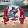 Maxcorners Fishing Canada Flag Personalized Name 3D Cap