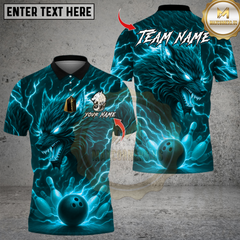 Maxcorners Lightning Wolf With Bowling Multicolor Customized Name, Team Name 3D Shirts