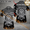 Maxcorners Darts Viking Ship Fire Flame Mutilcolor Options Personalized Name, Team Name 3D Polo Shirt