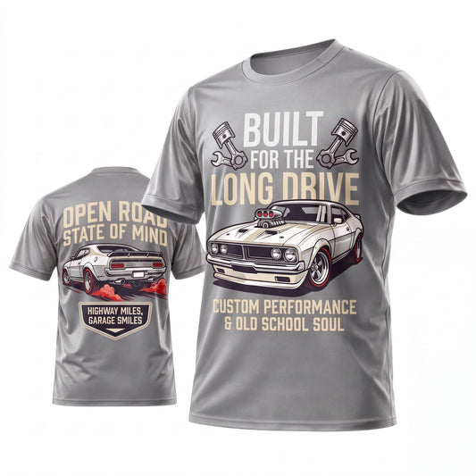 (9 Colors) Maxcorners Personalized Car Classic Muscle Car 3D T-Shirt - Red Built for the Long Drive Classic Muscle Car