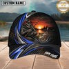 Maxcorners Fishing Skull Angler Blue Wave Personalized 3D Cap