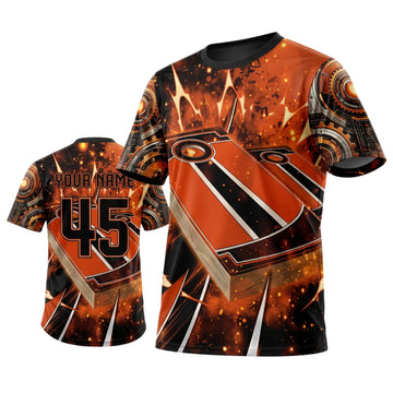 Maxcorners Cornhole Fiery Orange Board Personalized Name 3D Unisex Shirt