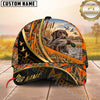 Maxcorners Dog Hunting And Duck Orange Camo Curved Stripe Marsh Hunting Scene Multiple Options Personalized Name 3D Cap