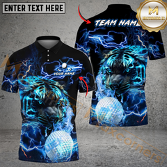 Maxcorners Thunder Tiger Swing Golf Polo Shirt, Customized Name & Team Name 3D Shirts (4 Colors)