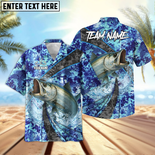 Maxcorners Sea Bass Fishing Wave Rider Personalized Name, Team Name 3D Hawaiian Shirt