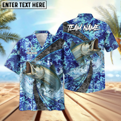 Maxcorners Sea Bass Fishing Wave Rider Personalized Name, Team Name 3D Hawaiian Shirt