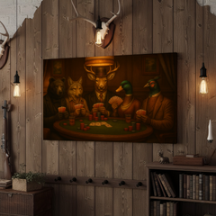 Maxcorners Deer Poker Night 3D Wrapped Canvas