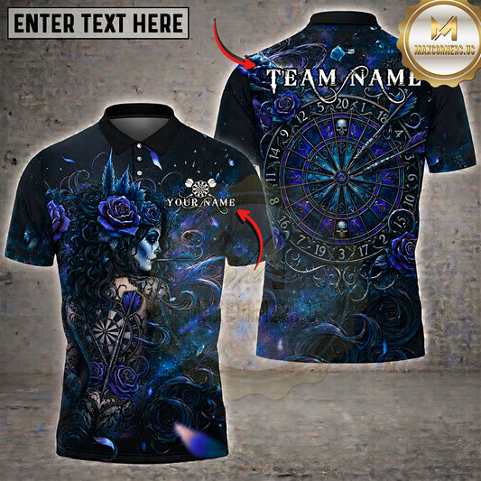 Maxcorners Darts Gothic Rose Profile Ornate Dartboard Multiple Options Personalized Name, Team Name 3D Shirt