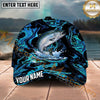 Maxcorners Fishing Black Aqua Marble Water Splash Personalized Name 3D Cap (12 Fish Species)