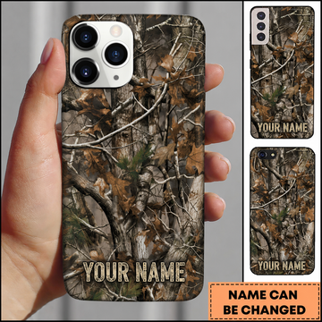 Maxcorners Hunting Brown Woodland Camouflage Customized Name Phone Case