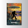 Maxcorners Fishing UFO Lake Bigfoot Silhouette Personalized Name 3D Poster