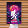 Maxcorners Fishing Neon Moon Bigfoot Silhouette Personalized Name 3D Poster