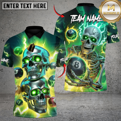 Maxcorners Skullstrike Lightning Billiards Multicolor Customized Name, Team Name 3D Shirt