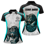 Maxcorners Men’s Darts Team Shirt Turquoise Tiger And Dartboard With Name Option LM2404