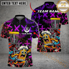 Maxcorners Funny Beer Disc Golf Mascot Polo Personalized Name, Team Name 3D Shirt (4 Colors)