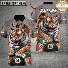 Maxcorners Power Tiger 8 Ball Billiards Personalized Name 3D Unisex Shirt