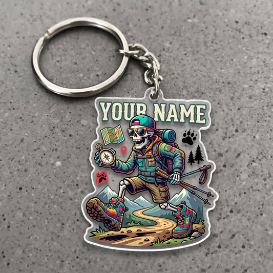 Maxcorners Hiking Colorful Backpacker Mountain Trail Customized Name 3D Keychain And Ornament