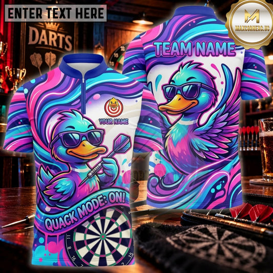 Maxcorners Darts Neon Purple Graffiti Duck Personalized Name 3D Unisex Shirt