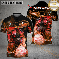 Maxcorners Thunder Tiger Swing Golf Polo Shirt, Customized Name & Team Name 3D Shirts (4 Colors)