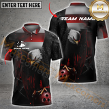 Maxcorners American Flag Eagle Bowling Jersey Personalized Name, Team Name 3D Polo Shirt