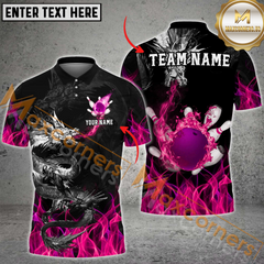 Maxcorners Ball And Pins Dragon Flame Bowling Jersey Multicolor Options Personalized Name, Team Name 3D Shirt