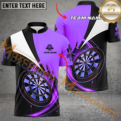 Maxcorners Thunder Lightning Pattern Darts Jersey Multicolor Option Customized Name, Team Name 3D Polo Shirt