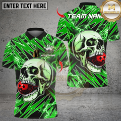 Maxcorners Lightning Thunder Skull Bowling Multicolor Customized Name, Team Name 3D Shirts