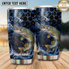 Maxcorners Fishing Tumbler Deep Blue Galaxy Honeycomb Design Personalized Name Tumbler (13 Species)