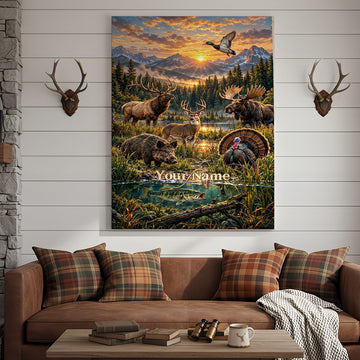 Maxcorners Duck Hunting Moonlight Mallard Marsh Personalized Canvas Wall Art