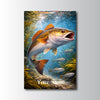 Maxcorners Bass Fishing Underwater Action Scene Personalized Name 3D Poster