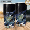 Maxcorners Fishing Tumbler Dark Navy Carbon Fiber Wave Design Personalized Name Tumbler (13 Species)