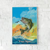 Maxcorners Bass Fishing Dynamic Ocean Jump Illustration Personalized Name 3D Poster
