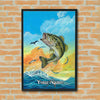 Maxcorners Bass Fishing Dynamic Ocean Jump Illustration Personalized Name 3D Poster