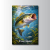 Maxcorners Bass Fishing Freshwater Underwater Illustration Personalized Name 3D Poster