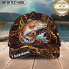 Maxcorners Fishing Lava Fire Rock Water Splash Personalized Name 3D Cap (12 Fish Species)