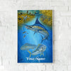 Maxcorners Marlin Fishing Underwater Chase Illustration Personalized Name 3D Poster