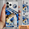 Maxcorners Fishing Blue Lightning Honeycomb Water Splash Personalized Name Phone Case (12 Fish Species)