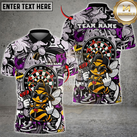 Maxcorners Dart Board Hornet Mascot Cool Sunglasses Artwork Multicolor Customized Name, Team Name 3D Shirts