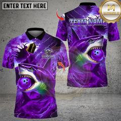 Maxcorners Bowling And Pins Storm Shark Design Multicolor Customized Name, Team Name 3D Shirts