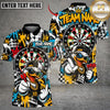 Maxcorners Darts Urban Duck Mascot Cap Sunglasses Target Board Paint Splatter Graphic Multicolor Customized Name, Team Name 3D Shirts