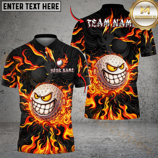 Maxcorners Savage Smile Swing Golf Polo Shirt Customized Name, Team Name 3D Shirts
