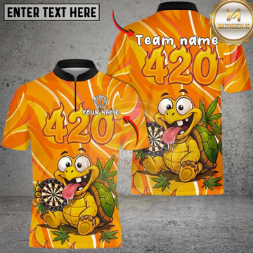Maxcorners Darts Funny Turtle 420 Personalized Name 3D Unisex Shirt
