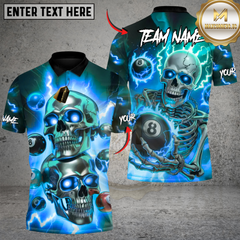Maxcorners Skullstrike Lightning Billiards Multicolor Customized Name, Team Name 3D Shirt
