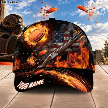 Maxcorners Trap & Skeet Shooting Flaming Exploding Clay Target Personalized Name 3D Cap