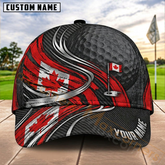 Maxcorners Golf Canada Flag Dynamic Wave Personalized Name 3D Cap