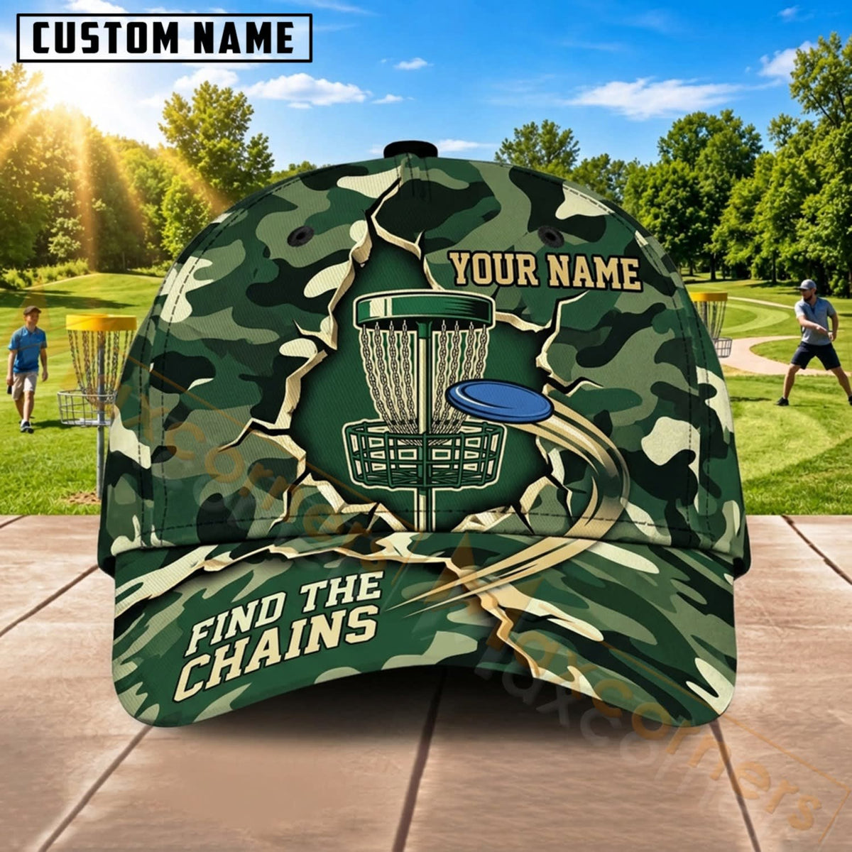 Maxcorners Disc Golf Camo Chain Basket Grip The Chains Personalized Name 3D Cap