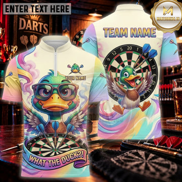Maxcorners Darts Tropical Rainbow Funny Duck Dartboard Personalized Name 3D Unisex Shirt