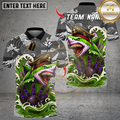 Maxcorners Bowling Shark Pirate Multicolor Customized Name, Team Name 3D Shirts